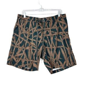 Deus Ex Machina Brown Bamboo Swim Trunks 32